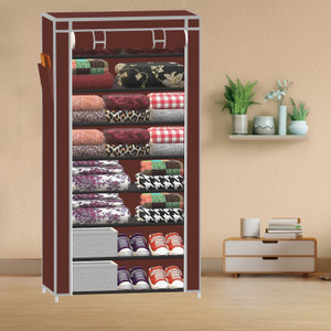xenabo 8 shelf multipurpose use pp collapsible wardrobe finish color - a8 brown diydo-it-yourself
