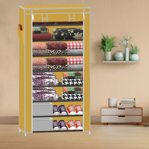 xenabo 8 shelf multipurpose use pp collapsible wardrobe finish color - a8 yellow diydo-it-yourself