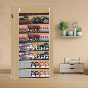 xenabo 8 shelf multipurpose use pp collapsible wardrobe finish color - a8 beige diydo-it-yourself
