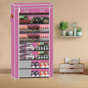 xenabo 8 shelf multipurpose use pp collapsible wardrobe finish color - a8 pink diydo-it-yourself