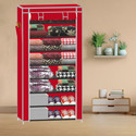 XENABO 8 Shelf Multipurpose Use PP Collapsible Wardrobe (Finish Color - A8 Red, DIY(Do-It-Yourself))