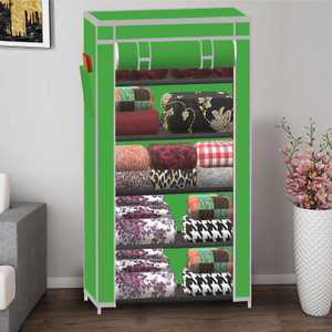 xenabo with unique color collapsible wardrobe 5 shelf pp collapsible wardrobe finish color - a5 green diydo-it-yourself