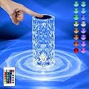 Xenith Crystal Lamp 16 Color Changing Rose Diamond LED Table, USB Rechargeable Touch Night Lamp with Remote Control for Bedroom, Living Room, Party &amp; Dinner Decor (Multicolor, Pack of 1)