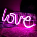 Xenith LED Love Neon Lights Signs Décor for Wall Table Valentine's Anniversary Gift Christmas Party Kids Living Room House Bar Pub Hotel Beach Recreational USB Powered Light (Pink)