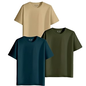 xenovaurban unisex regular cotton combo of 3 solid color tshirt