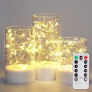 xergy acrylic glass battery operated flameless led candles pack of 3 valentine39s gift for home decor romantic ambiance aesthetic dinning table decortransparent