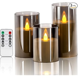 xergy acrylic glass battery operated flameless led candles arcylic-candle-gray-3set