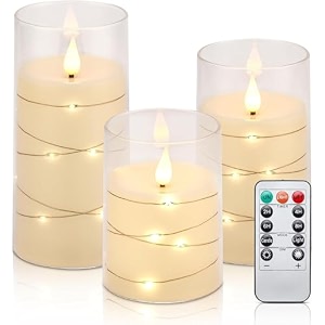 xergy acrylic glass battery operated flameless led candles pack of 3 valentine39s gift for home decor romantic ambiance aesthetic dinning table decor