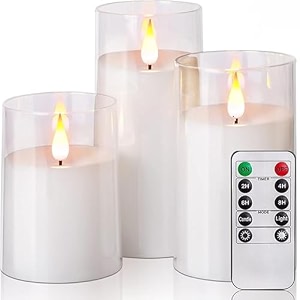 xergy acrylic glass battery operated flameless led candles pack of 3 valentine39s gift for home decor romantic ambiance aesthetic dinning table decor