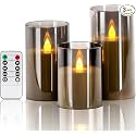 XERGY Acrylic Glass Battery Operated Flameless Led Candles (Pack of 3) Valentine's Gift for Home Decor Romantic Ambiance Aesthetic Dinning Table Decor