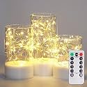 XERGY Acrylic Glass Battery Operated Flameless Led Candles (Pack of 3) Valentine's Gift For Home Decor Romantic Ambiance Aesthetic Dinning Table Decor,Transparent