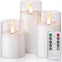 XERGY Acrylic Glass Battery Operated Flameless Led Candles (Pack of 3) Valentine's Gift for Home Decor Romantic Ambiance Aesthetic Dinning Table Decor