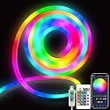 XERGY LED Smart Neon Strip Light, USB Powered RGB Strip with 16 Million Colors, IP67 Waterproof, App &amp; Remote Control, Music Sync, for Indoor &amp; Outdoor Use (DC 5V, 5Meter)