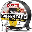 XFasten Black Gaffers Tape 2 Inch x 60 Yards (180 Feet) Residue-Free Matte Black Gaff Tape 2 Inch, Non-Reflective, Easy-to-Tear, Strong Adhesion for Floor Marking, Electrical Cords, Photography
