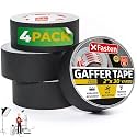 XFasten Black Gaffers Tape - 2 Inch x 30 Yards (4-Pack, 360ft) Residue-Free Matte Black Gaffer Tape for Electrical Cords