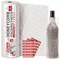 XFasten White Honeycomb Packing Paper for Moving 15-Inch x 118-Feet Bubble Honeycomb Wrap, Honeycomb Wrapping Paper for Packing Cushion with 30 Fragile Stickers Packaging Material