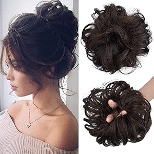 hair buns hair piece hair scrunchies for women thick hair extension bun messy wavy ponytail hairpieces 2 pcs brown
