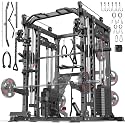 XGSW Smith Machine with Weight Stack, Multi-Function Squat Rack Power Cage with Cable Crossover System, for Home Gym