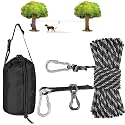 XiaZ Dog Camping Leash, 100ft Portable Overhead Trolley System for Dogs up to 200lbs, Dog Tie Out Cable, Camping, Parks, Outdoor Events,5 min Set-up,Black