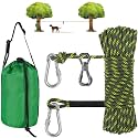 XiaZ Dog Tie Out Cable for Camping, 50ft Portable Overhead Trolley System for Dogs up to 200lbs，Dog Lead for Yard, Camping, Parks, Outdoor Events,5 min Set-up