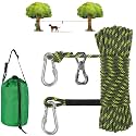 XiaZ Dog Tie Out Cable for Camping, 100ft Portable Overhead Trolley System for Dogs up to 200lbs，Dog Lead for Yard, Camping, Parks, Outdoor Events,5 min Set-up
