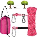 XiaZ Dog Tie Out Cable for Camping, 75ft Portable Overhead Trolley System for Dogs up to 200lbs，Dog Lead for Yard, Camping, Parks, Outdoor Events,5 min Set-up