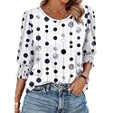 XIEERDUO Blouses for Women Dressy Casual 3/4 Length Sleeve Womens Tops with Smocked Cuffs