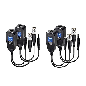 xikkart 8mp pv passive video balun bnc dc to rj45 network transceiver cat5cat6 adapter ahdtvicvicvbs for full hd cctv dvr security surveillance camera system pack of 2