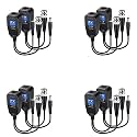 XIKKART 8MP (PV) Passive Video Balun BNC DC to RJ45 Network Transceiver Cat5/Cat6 Adapter AHD/TVI/CVI/CVBS for Full HD CCTV DVR Security Surveillance Camera System (Pack Of 4), 15M, Black