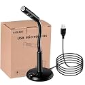 XIKKART Mic for PC, USB Gaming Microphone, Noise Cancellation, Recording for Laptop, Desktop Mac, Plug and Play, Black (Under 1000)
