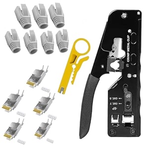xikkart passthrough rj45 crimping tool kit cat7 crimping tool wire stripper and cutter tool combo kit