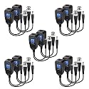 XIKKART Video Balun | 8MP (Pack of 5), Passive BNC DC to RJ45 Network Transceiver Cat5/Cat6 Adapter AHD/TVI/CVI/CVBS for Full HD CCTV DVR Security Surveillance Camera System (Black, 5 Pair)