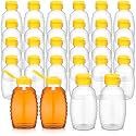 Xinnun 24 Pcs 12oz Clear Plastic Honey Jars, Squeeze Bottles with Flip Top