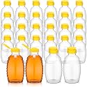 Xinnun 24 Pcs 16oz Clear Plastic Honey Jars, Squeeze Bottles with Flip Top