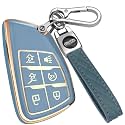 XIYANG TRADE for Chevy Key Fob Cover with Keychain,Key Case Shell TPU Protection Compatible with Chevy GMC Yukon Denali Tahoe Suburban Equinox Traverse Silverado Terrain Buick Envision,Blue