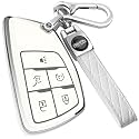 XIYANG TRADE for Chevy Key Fob Cover with Keychain,Key Case Shell TPU Protection Compatible with Chevy Traverse Equinox GMC Silverado Sierra Tahoe Suburban Yukon Denali Terrain Buick Envision（White