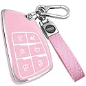 XIYANG TRADE for Chevy Key Fob Cover with Keychain,Key Case Shell TPU Protection Compatible with Chevy GMC Yukon Denali Tahoe Suburban Equinox Traverse Silverado Terrain Buick Envision（Pink）