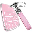 XIYANG TRADE for Chevy Key Fob Cover with Keychain,Key Case Shell TPU Protection Compatible with Chevy Traverse Equinox GMC Silverado Sierra Tahoe Suburban Yukon Denali Terrain Buick Envision（Pink