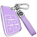 XIYANG TRADE for Chevy Key Fob Cover with Keychain,Key Case Shell TPU Protection Compatible with Chevy Traverse Equinox GMC Silverado Sierra Tahoe Suburban Yukon Denali Terrain Buick Envision（Purple