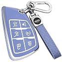 XIYANG TRADE for Chevy Key Fob Cover with Keychain,Key Case Shell TPU Protection Compatible with Chevy GMC Yukon Denali Tahoe Suburban Equinox Traverse Silverado Terrain Buick Envision（Blue）