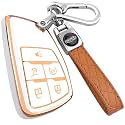 XIYANG TRADE for Chevy Key Fob Cover with Keychain,Key Case Shell TPU Protection Compatible with Chevy Traverse Equinox GMC Silverado Sierra Tahoe Suburban Yukon Denali Terrain Buick Envision，White