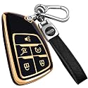 XIYANG TRADE for Chevy Key Fob Cover with Keychain,Key Case Shell TPU Protection Compatible with Chevy Traverse Equinox GMC Silverado Sierra Tahoe Suburban Yukon Denali Terrain Buick Envision，Black