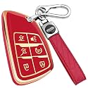 XIYANG TRADE for Chevy Key Fob Cover with Keychain,Key Case Shell TPU Protection Compatible with Chevy GMC Yukon Denali Tahoe Suburban Equinox Traverse Silverado Terrain Buick Envision,Red