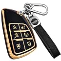 XIYANG TRADE for Chevy Key Fob Cover with Keychain,Key Case Shell TPU Protection Compatible with Chevy GMC Yukon Denali Tahoe Suburban Equinox Traverse Silverado Terrain Buick Envision,Black