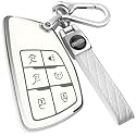 XIYANG TRADE for Chevy Key Fob Cover with Keychain,Key Case Shell TPU Protection Compatible with Chevy GMC Yukon Denali Tahoe Suburban Equinox Traverse Silverado Terrain Buick Envision（White）