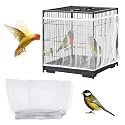 XL Adjustable Bird Cage Seed Catcher, Birdcage Cover Skirt Nylon Mesh Netting Parrot Parakeet Macaw African Round Square Cages Cover (White)