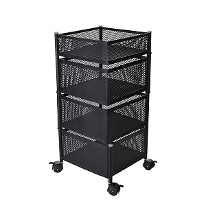 4 layer with top layer kitchen rotating trolley storage rack kitchen storage rack fruit amp vegetable storage rack storage rack multi purpose storage rack 4 layer square shape black