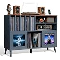 XL Record Player Stand with Sliding Doors,500+ Vinyl Record Storage Cabinet