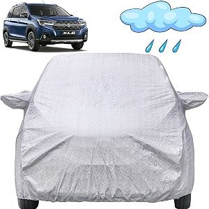 xl6 waterproof car cover with mirror pockets shinning silver design non woven fabrictriple stitched compatible with maruti xl6 car cover 2019 to 2024 xl6 car accessories