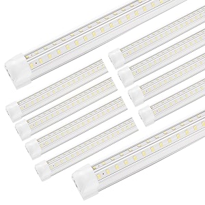xlnyuui - 12m 50w 6500k 7000lm connectable garage light integrated clear cover v shape for garage warehouse workbench workshop